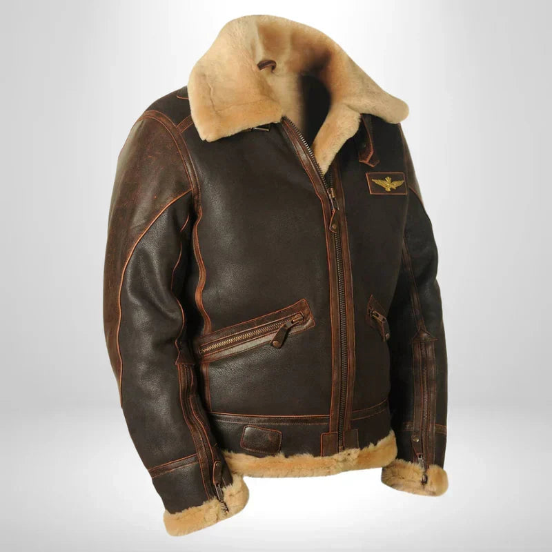 Thomas™ | Exklusive Fliegerjacke mit Fellkragen