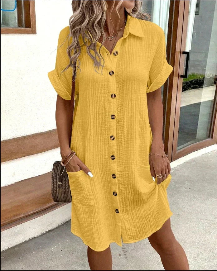 Leichtes Hemdblusenkleid aus Baumwolle mit Knopfleiste – Casual & Sommerlich