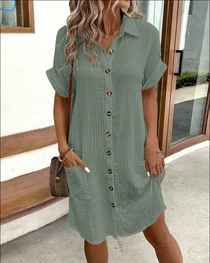 Leichtes Hemdblusenkleid aus Baumwolle mit Knopfleiste – Casual & Sommerlich
