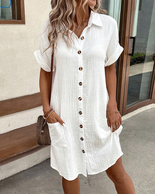 Leichtes Hemdblusenkleid aus Baumwolle mit Knopfleiste – Casual & Sommerlich