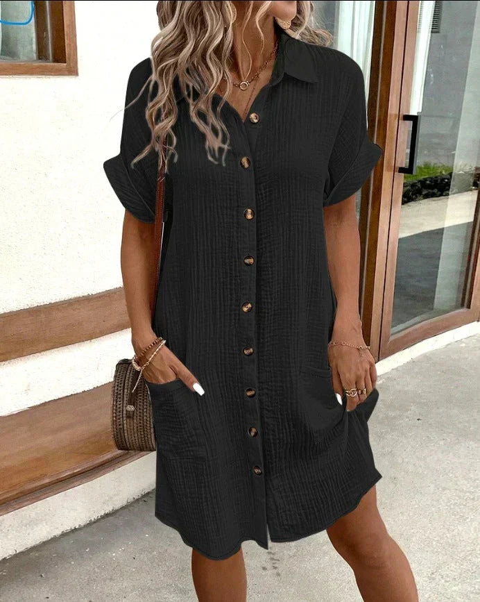 Leichtes Hemdblusenkleid aus Baumwolle mit Knopfleiste – Casual & Sommerlich