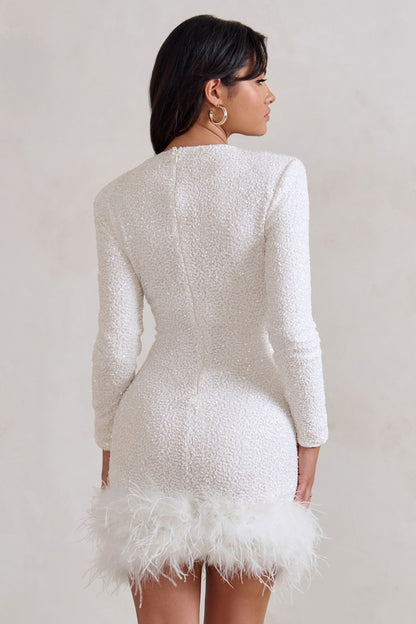 Claudia | Minikleid mit Federbesatz