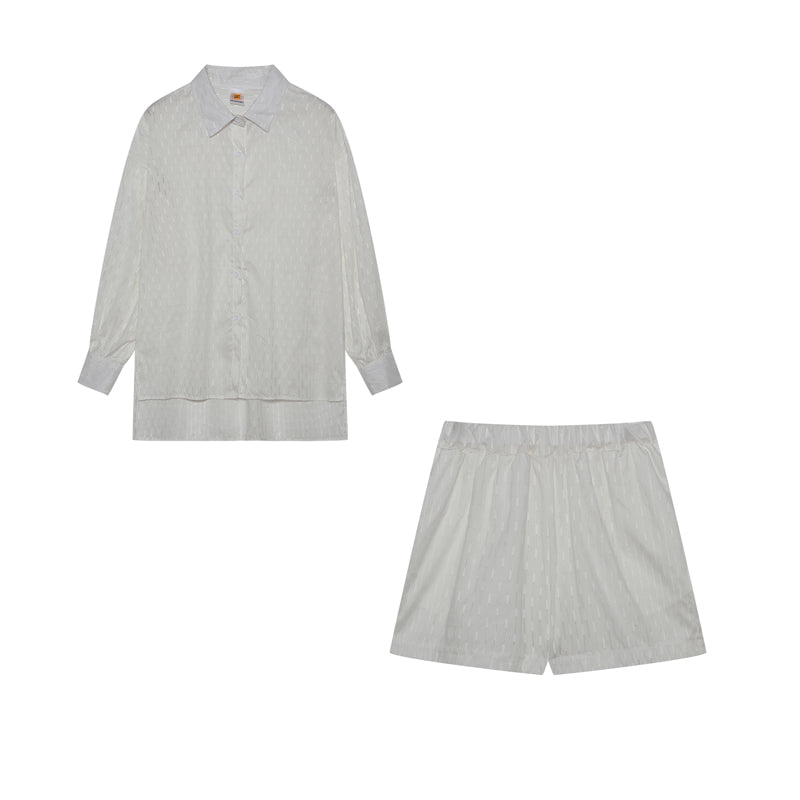 Leichter Zweiteiler aus Baumwollmix – Oversize Bluse & Shorts für Damen