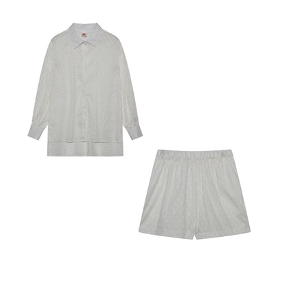 Leichter Zweiteiler aus Baumwollmix – Oversize Bluse & Shorts für Damen