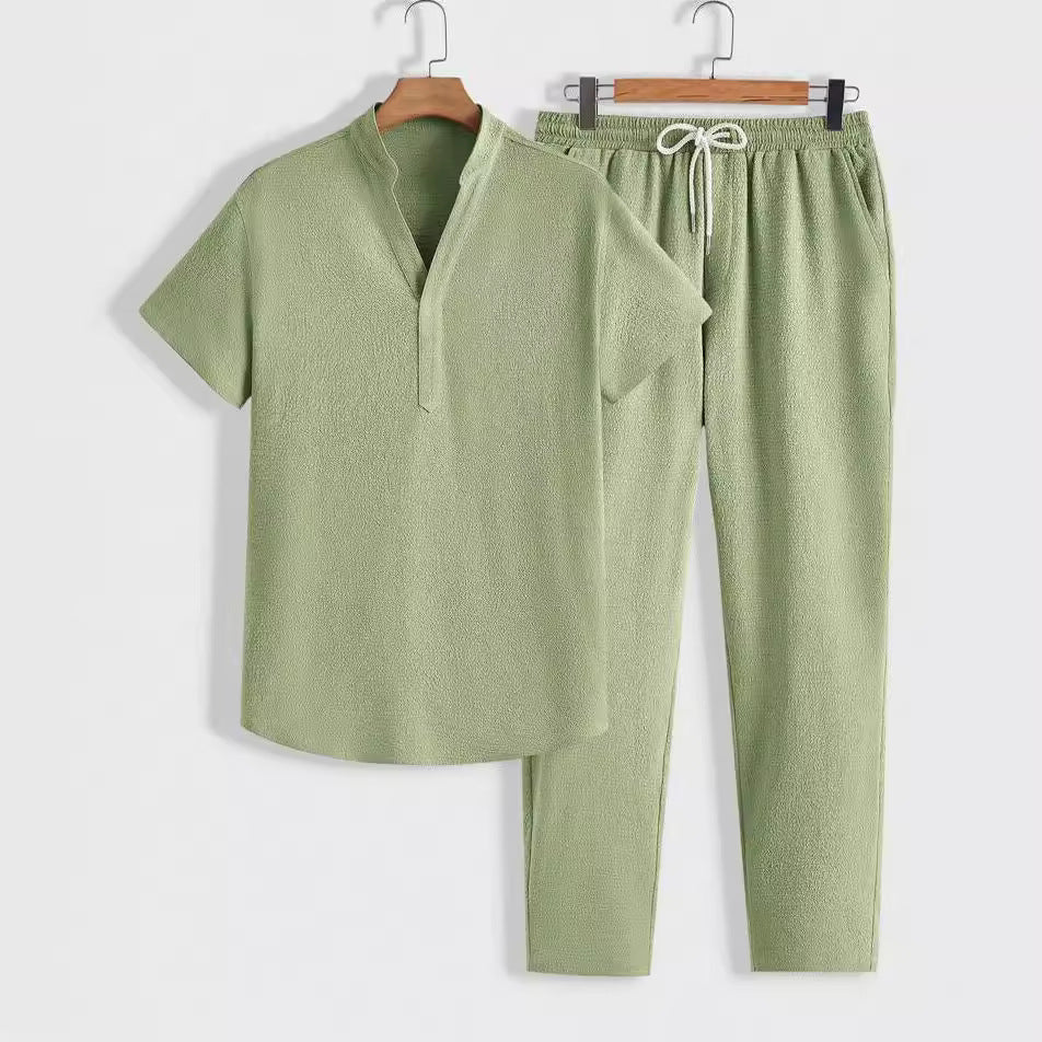 Modernes Herren Lounge-Set | Polo mit Stehkragen & Hose