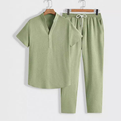 Modernes Herren Lounge-Set | Polo mit Stehkragen & Hose
