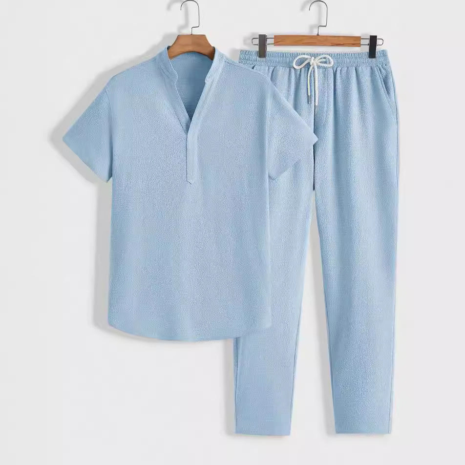 Modernes Herren Lounge-Set | Polo mit Stehkragen & Hose