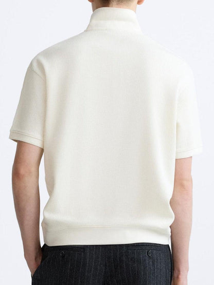 Kurzärmeliges Poloshirt in Cremeweiß – Minimalistisch und Bequem